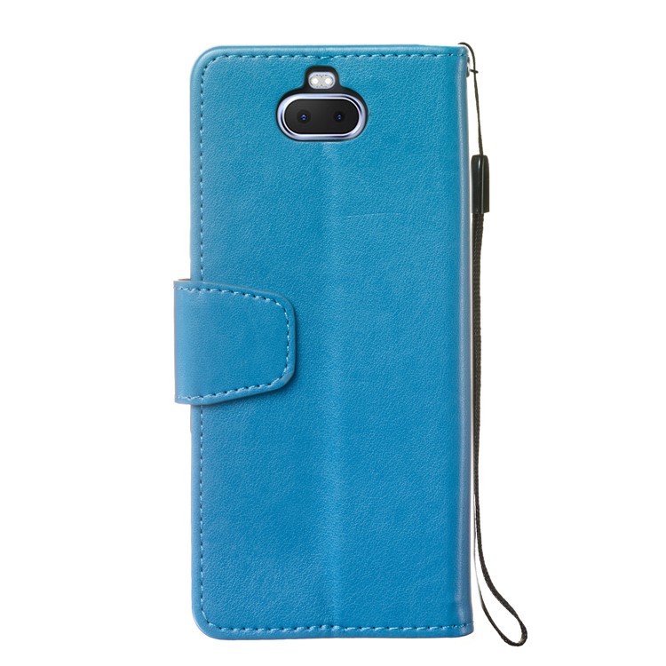 Imprint Anchor Wallet Leather Cell Phone Case for Sony Xperia 10 - Blue-3