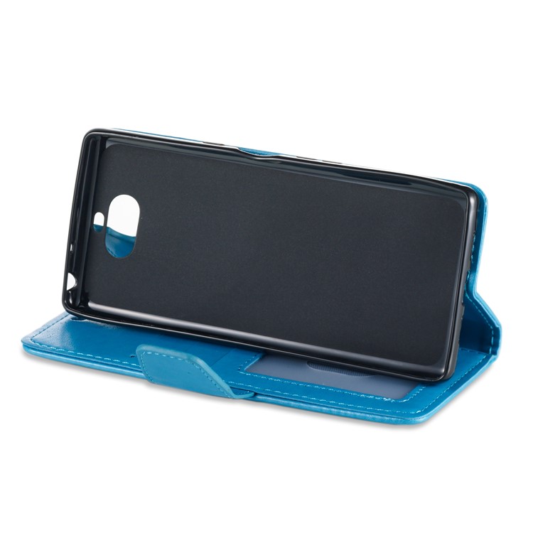 Imprint Anchor Wallet Leather Cell Phone Case for Sony Xperia 10 - Blue-5