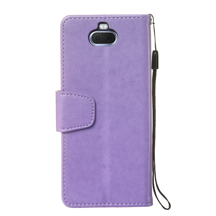 Imprint Anchor Wallet Stand Leather Flip Case for Sony Xperia 10 - Purple-3