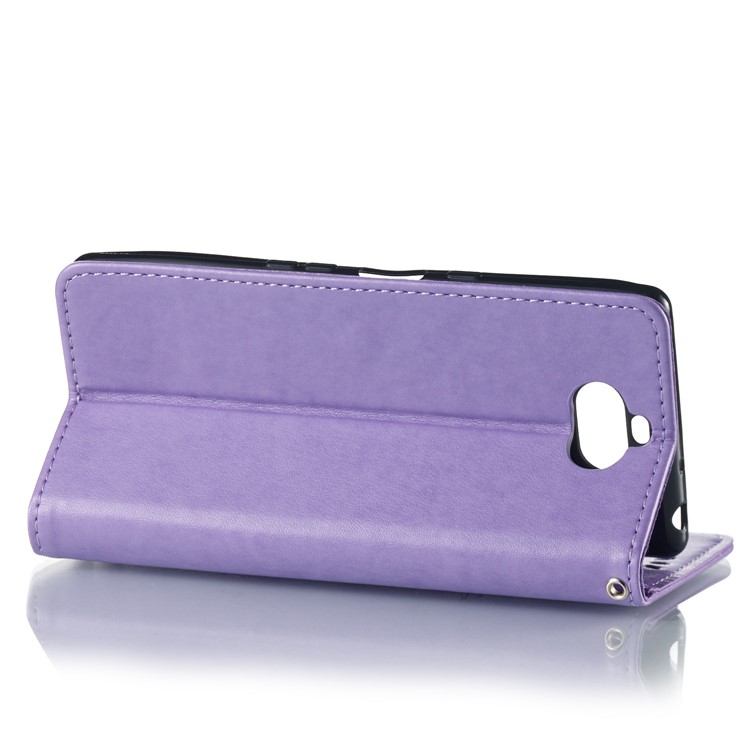 Imprint Anchor Wallet Stand Leather Flip Case for Sony Xperia 10 - Purple-4