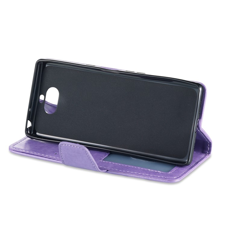 Imprint Anchor Wallet Stand Leather Flip Case for Sony Xperia 10 - Purple-5