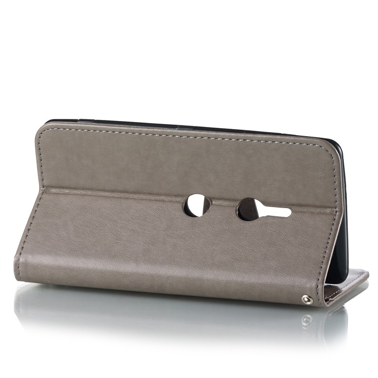 Imprint Anchor Wallet Leather Stand Case for Sony Xperia XZ3 - Grey-4