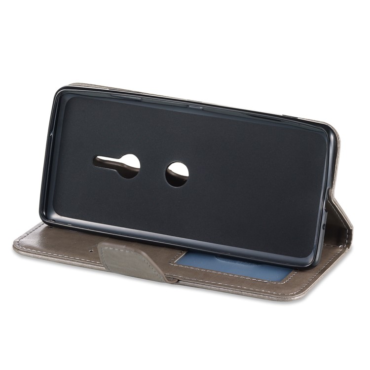 Imprint Anchor Wallet Leather Stand Case for Sony Xperia XZ3 - Grey-5