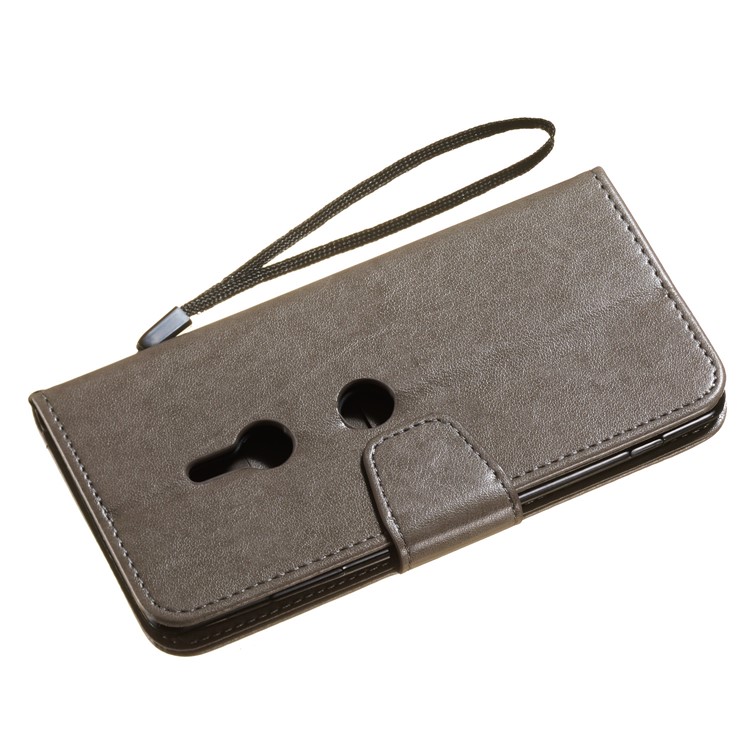 Imprint Anchor Wallet Leather Stand Case for Sony Xperia XZ3 - Grey-7