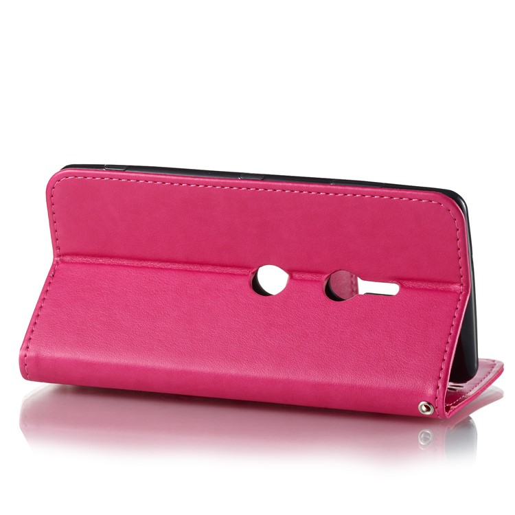 Imprint Anchor Wallet Leather Stand Cover for Sony Xperia XZ3 - Rose-4