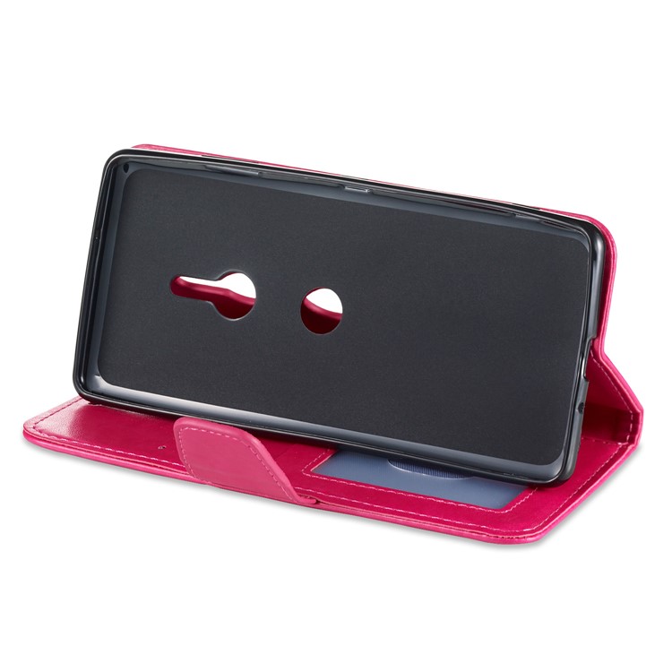 Imprint Anchor Wallet Leather Stand Cover for Sony Xperia XZ3 - Rose-5