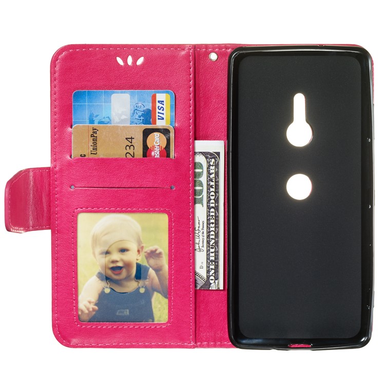 Imprint Anchor Wallet Leather Stand Cover for Sony Xperia XZ3 - Rose-8