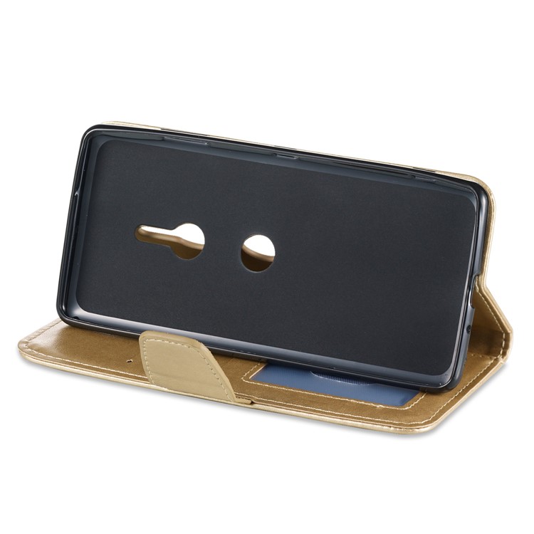 Imprint Anchor Wallet Leather Mobile Shell for Sony Xperia XZ3 - Gold-5