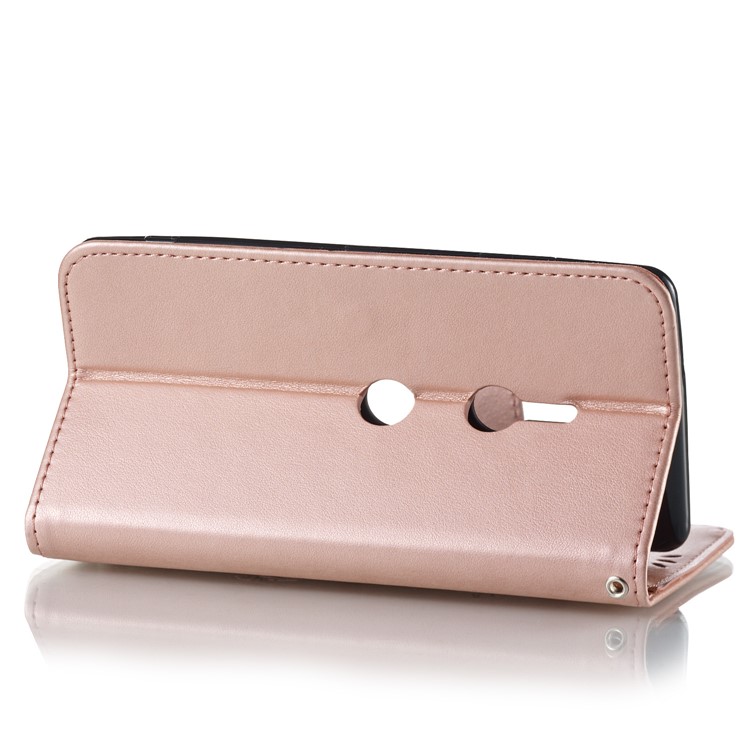 Imprint Anchor Wallet Leather Protective Case for Sony Xperia XZ3 - Rose Gold-4