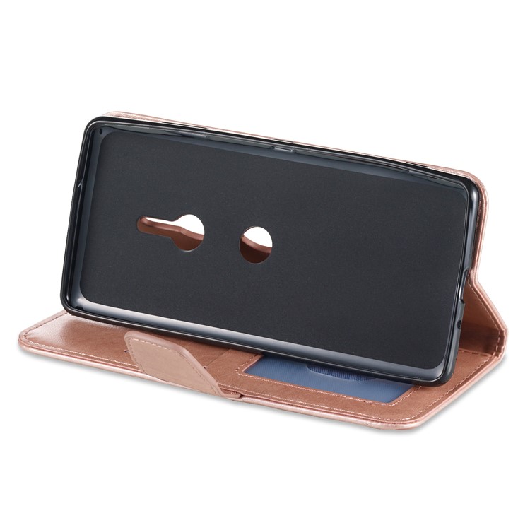 Imprint Anchor Wallet Leather Protective Case for Sony Xperia XZ3 - Rose Gold-5
