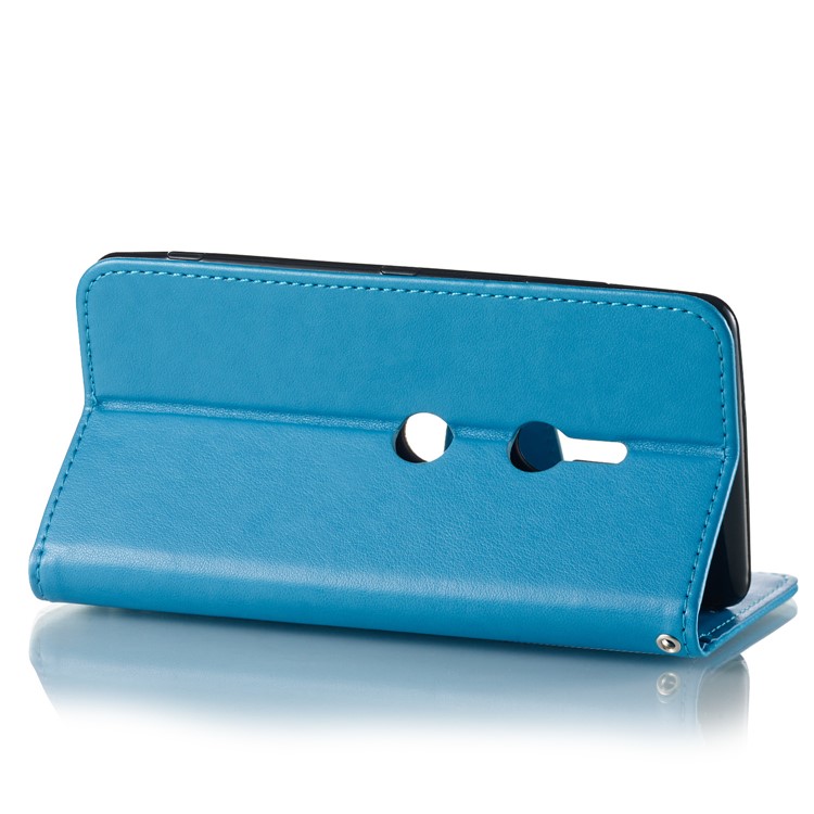 Imprint Anchor Wallet Leather Phone Casing Cover for Sony Xperia XZ3 - Blue-4