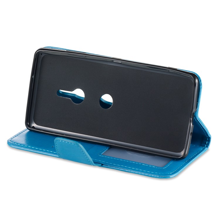 Imprint Anchor Wallet Leather Phone Casing Cover for Sony Xperia XZ3 - Blue-5