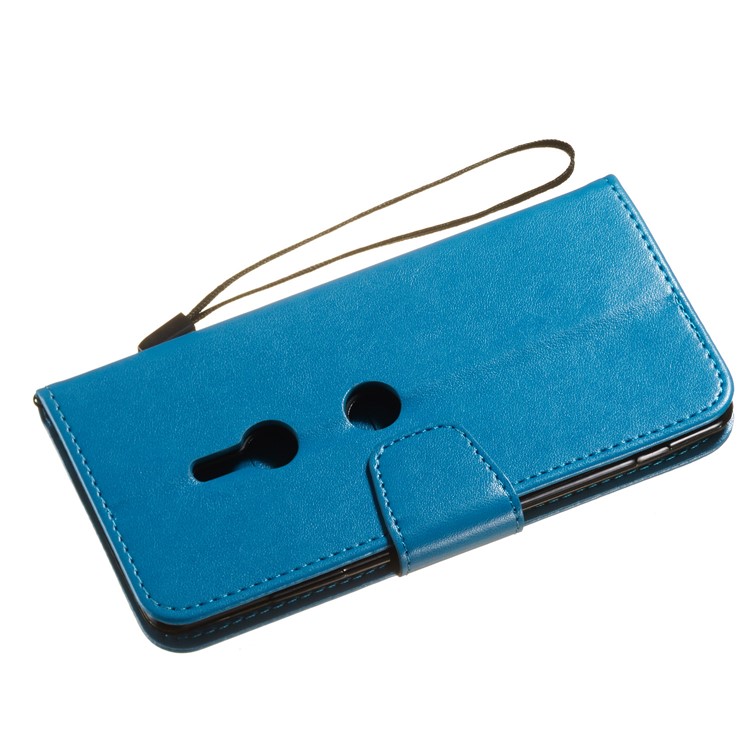 Imprint Anchor Wallet Leather Phone Casing Cover for Sony Xperia XZ3 - Blue-7