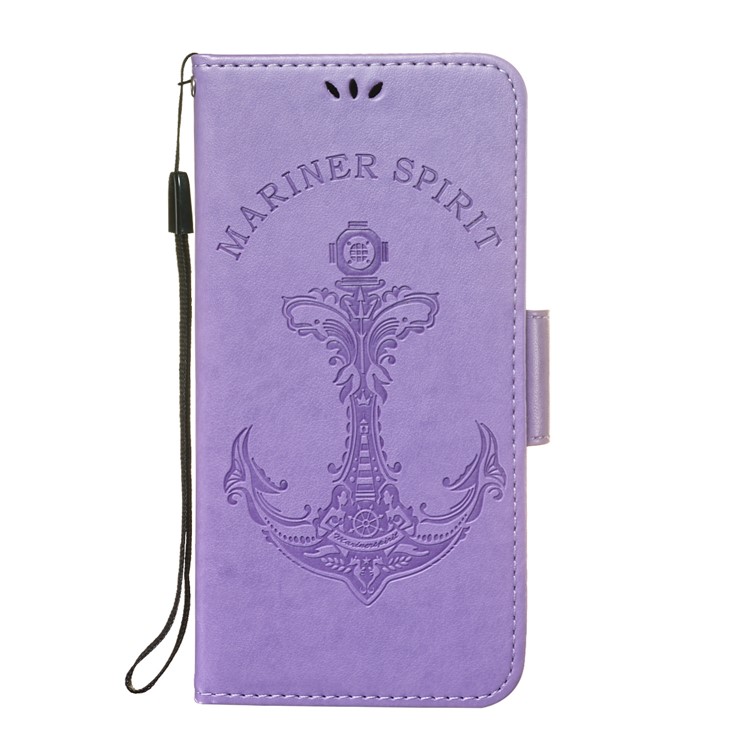 Imprint Anchor Wallet Leather Protector Shell for Sony Xperia XZ3 - Purple-2