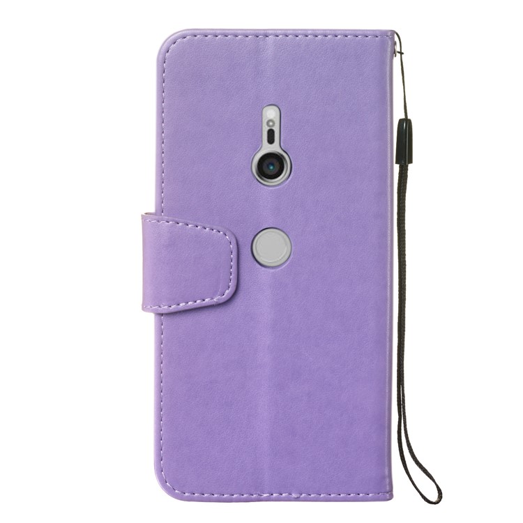 Imprint Anchor Wallet Leather Protector Shell for Sony Xperia XZ3 - Purple-3