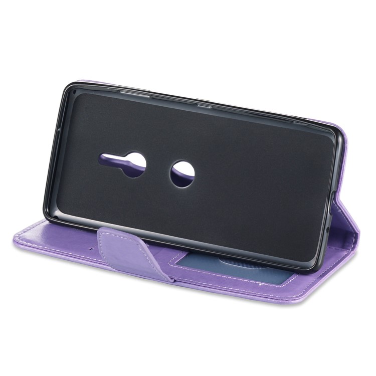 Imprint Anchor Wallet Leather Protector Shell for Sony Xperia XZ3 - Purple-5