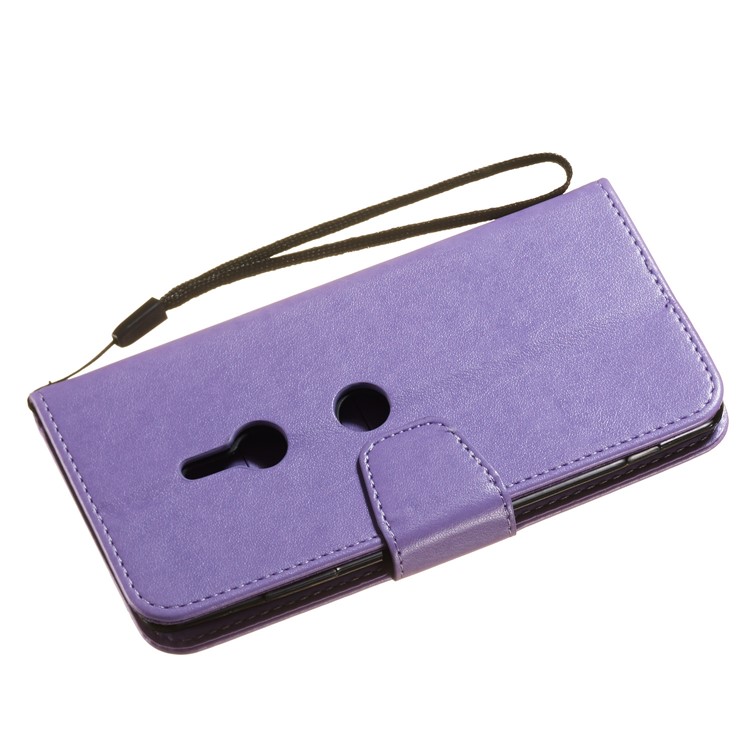 Imprint Anchor Wallet Leather Protector Shell for Sony Xperia XZ3 - Purple-7