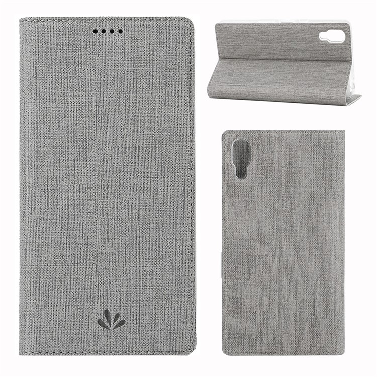 VILI DMX Cross Texture Card Holder Leather Stand Case for Sony Xperia L3 - Grey-1