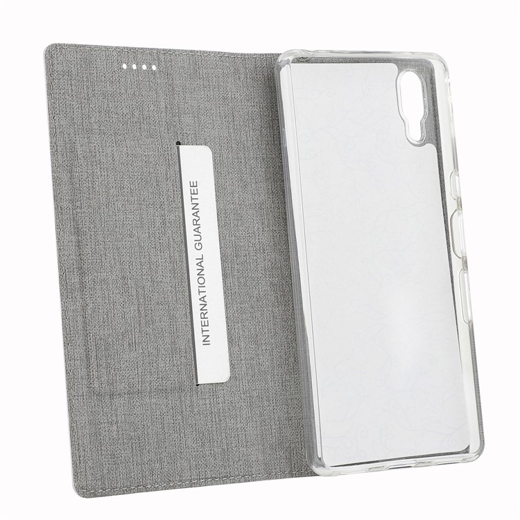 VILI DMX Cross Texture Card Holder Leather Stand Case for Sony Xperia L3 - Grey-10