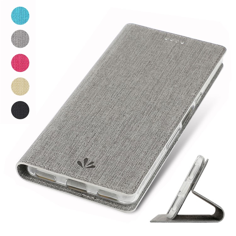 VILI DMX Cross Texture Card Holder Leather Stand Case for Sony Xperia L3 - Grey-8