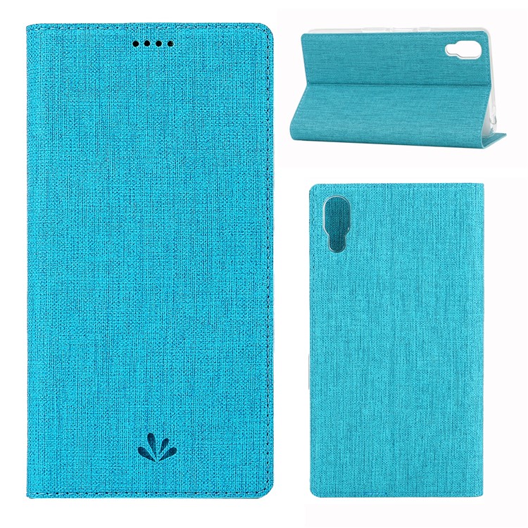 VILI DMX Cross Texture Card Holder Leather Stand Mobile Phone Cover for Sony Xperia L3 - Blue-1