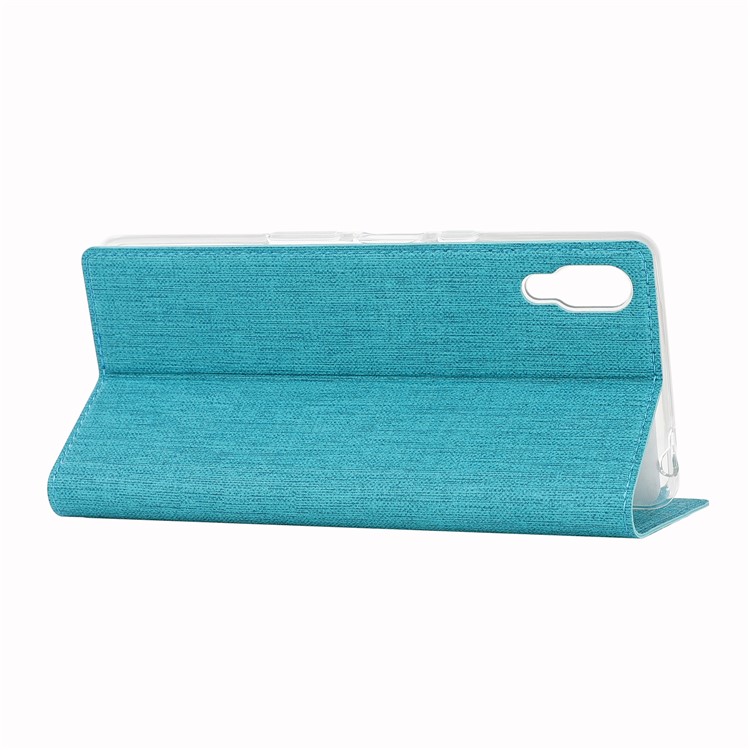 VILI DMX Cross Texture Card Holder Leather Stand Mobile Phone Cover for Sony Xperia L3 - Blue-4