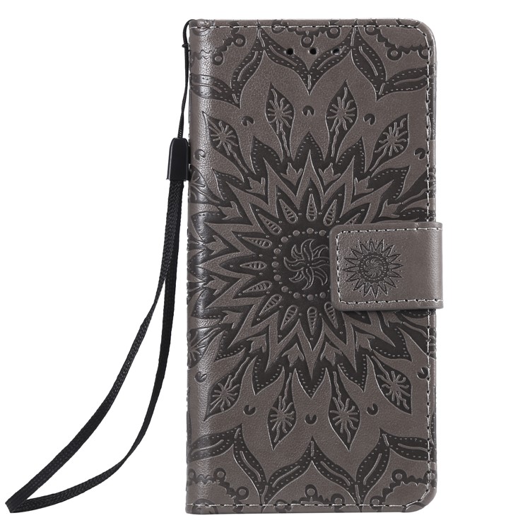 Imprint Sunflower PU Leather Mobile Phone Case with Wallet Stand for Sony Xperia XZ4 Compact - Grey-2