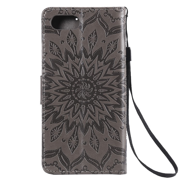 Imprint Sunflower PU Leather Mobile Phone Case with Wallet Stand for Sony Xperia XZ4 Compact - Grey-3