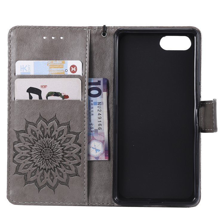 Imprint Sunflower PU Leather Mobile Phone Case with Wallet Stand for Sony Xperia XZ4 Compact - Grey-4