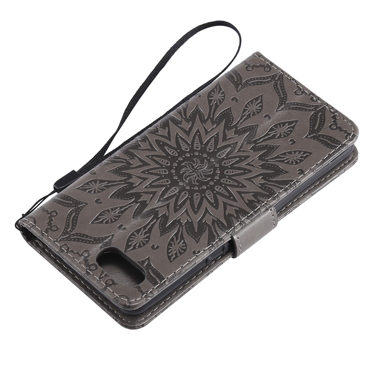 Imprint Sunflower PU Leather Mobile Phone Case with Wallet Stand for Sony Xperia XZ4 Compact - Grey-6