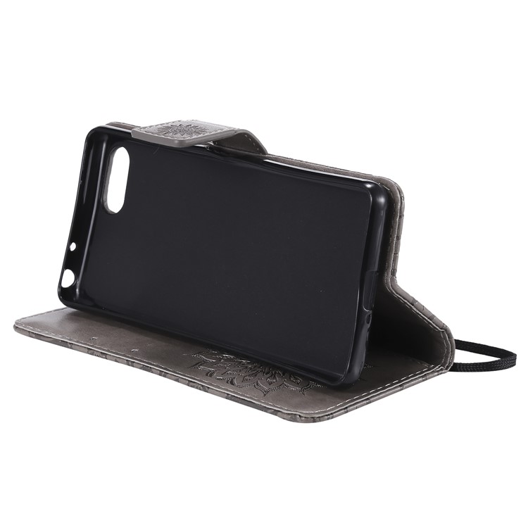 Imprint Sunflower PU Leather Mobile Phone Case with Wallet Stand for Sony Xperia XZ4 Compact - Grey-8