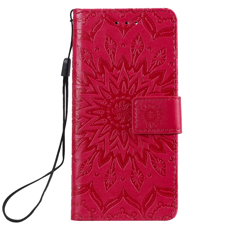 Imprint Sunflower PU Leather Mobile Phone Case with Wallet Stand for Sony Xperia XZ4 Compact - Red-2