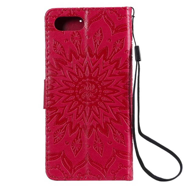 Imprint Sunflower PU Leather Mobile Phone Case with Wallet Stand for Sony Xperia XZ4 Compact - Red-3