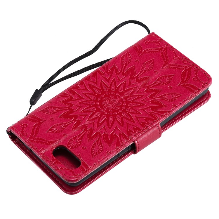 Imprint Sunflower PU Leather Mobile Phone Case with Wallet Stand for Sony Xperia XZ4 Compact - Red-6