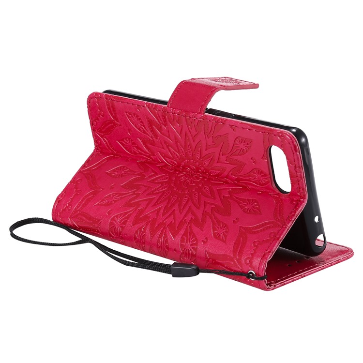 Imprint Sunflower PU Leather Mobile Phone Case with Wallet Stand for Sony Xperia XZ4 Compact - Red-7