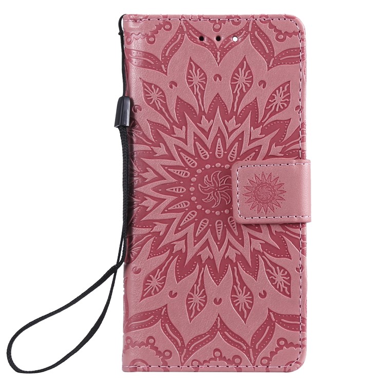 Imprint Sunflower PU Leather Mobile Phone Case with Wallet Stand for Sony Xperia XZ4 Compact - Pink-2