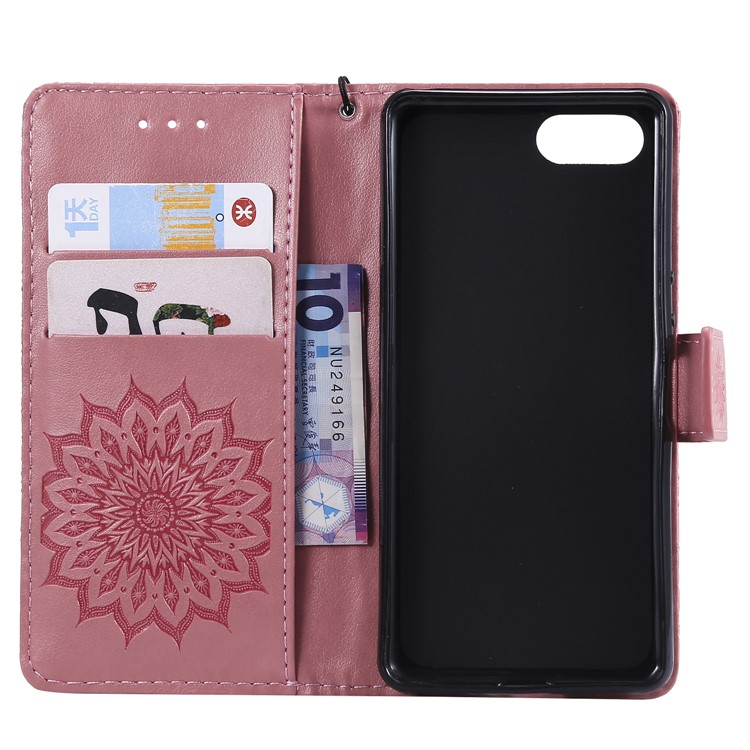Imprint Sunflower PU Leather Mobile Phone Case with Wallet Stand for Sony Xperia XZ4 Compact - Pink-4