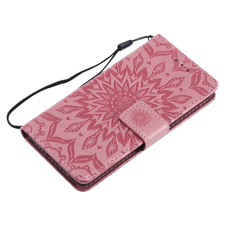 Imprint Sunflower PU Leather Mobile Phone Case with Wallet Stand for Sony Xperia XZ4 Compact - Pink-5