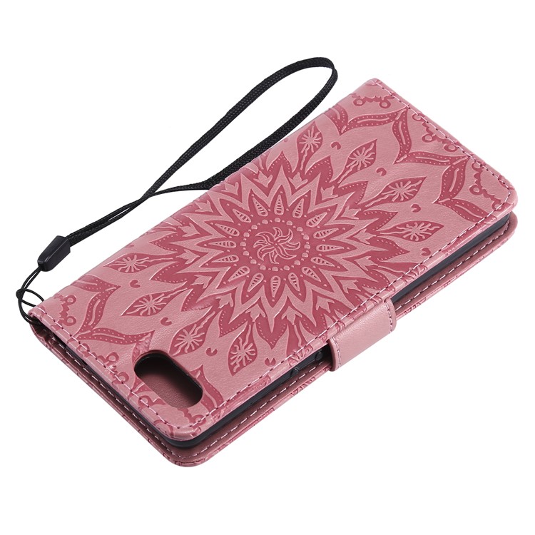 Imprint Sunflower PU Leather Mobile Phone Case with Wallet Stand for Sony Xperia XZ4 Compact - Pink-6