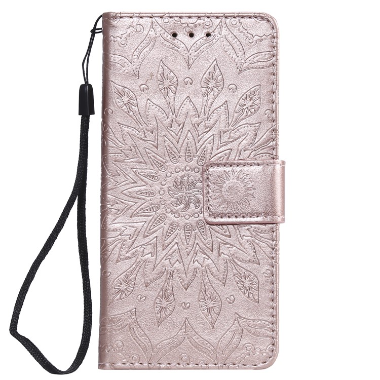 Imprint Sunflower PU Leather Mobile Phone Case with Wallet Stand for Sony Xperia XZ4 Compact - Rose Gold-2