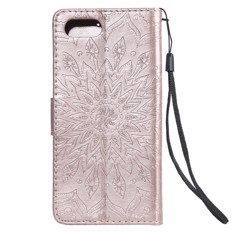 Imprint Sunflower PU Leather Mobile Phone Case with Wallet Stand for Sony Xperia XZ4 Compact - Rose Gold-3