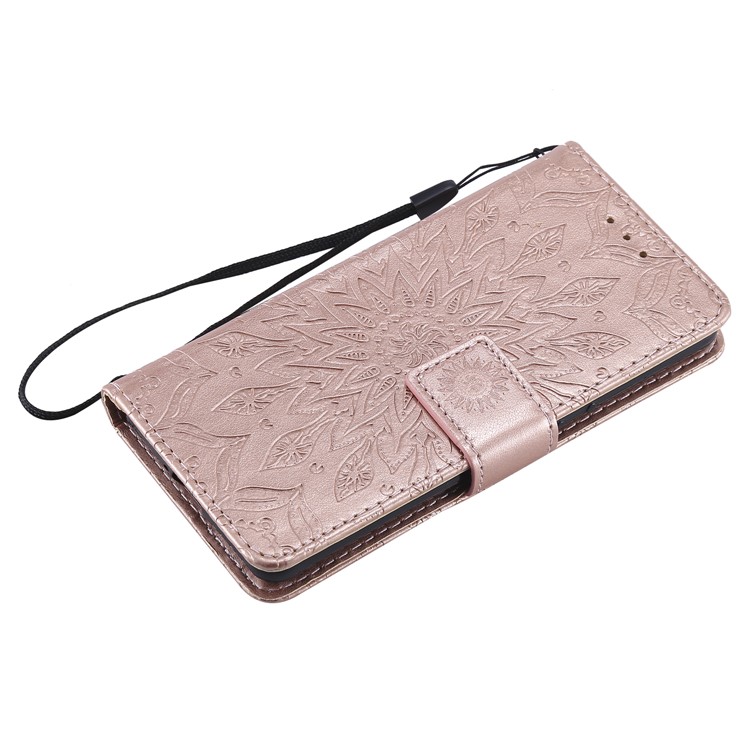 Imprint Sunflower PU Leather Mobile Phone Case with Wallet Stand for Sony Xperia XZ4 Compact - Rose Gold-5