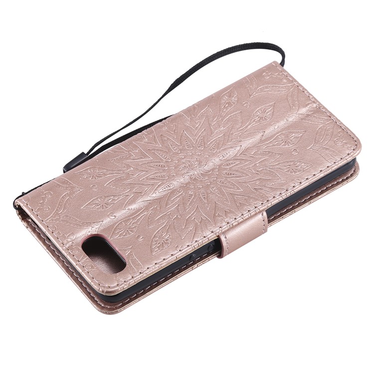 Imprint Sunflower PU Leather Mobile Phone Case with Wallet Stand for Sony Xperia XZ4 Compact - Rose Gold-6
