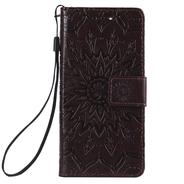 Imprint Sunflower PU Leather Mobile Phone Case with Wallet Stand for Sony Xperia XZ4 Compact - Brown-2