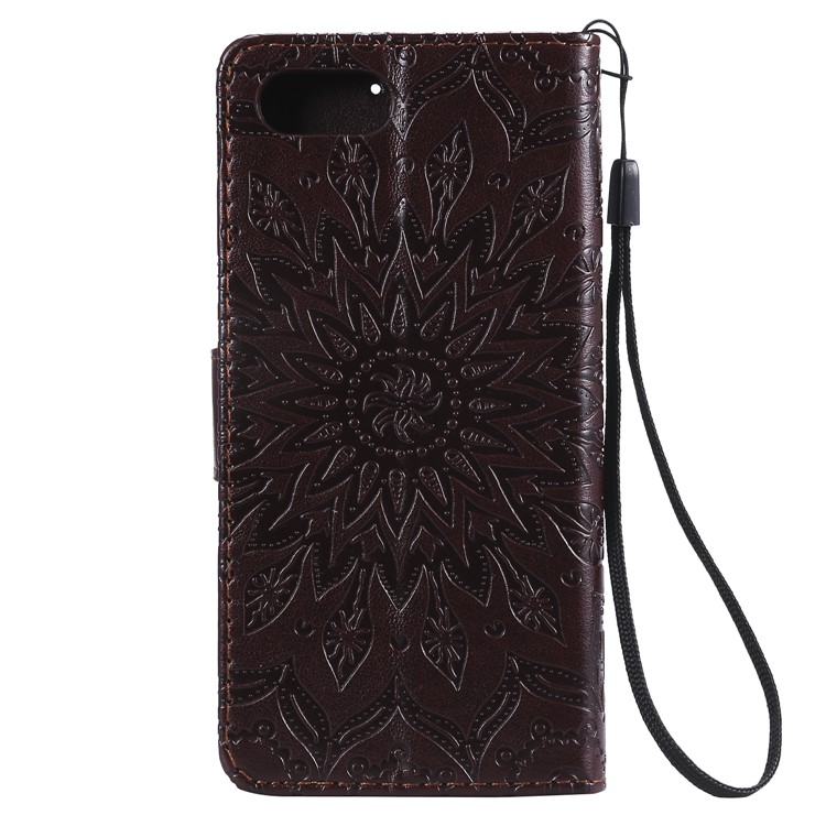 Imprint Sunflower PU Leather Mobile Phone Case with Wallet Stand for Sony Xperia XZ4 Compact - Brown-3
