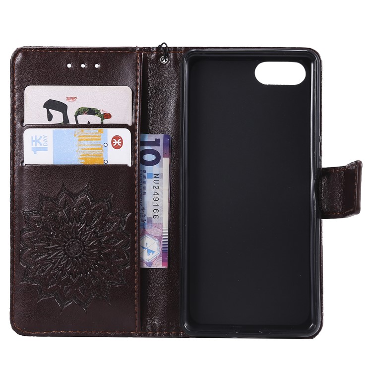 Imprint Sunflower PU Leather Mobile Phone Case with Wallet Stand for Sony Xperia XZ4 Compact - Brown-4
