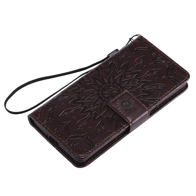 Imprint Sunflower PU Leather Mobile Phone Case with Wallet Stand for Sony Xperia XZ4 Compact - Brown-5