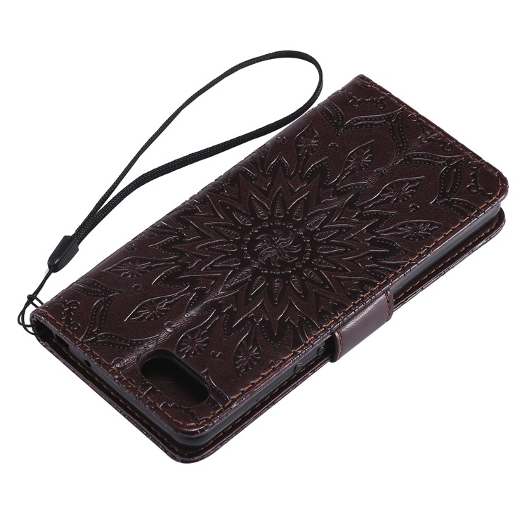 Imprint Sunflower PU Leather Mobile Phone Case with Wallet Stand for Sony Xperia XZ4 Compact - Brown-6