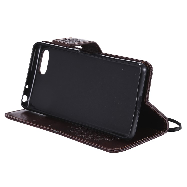 Imprint Sunflower PU Leather Mobile Phone Case with Wallet Stand for Sony Xperia XZ4 Compact - Brown-8