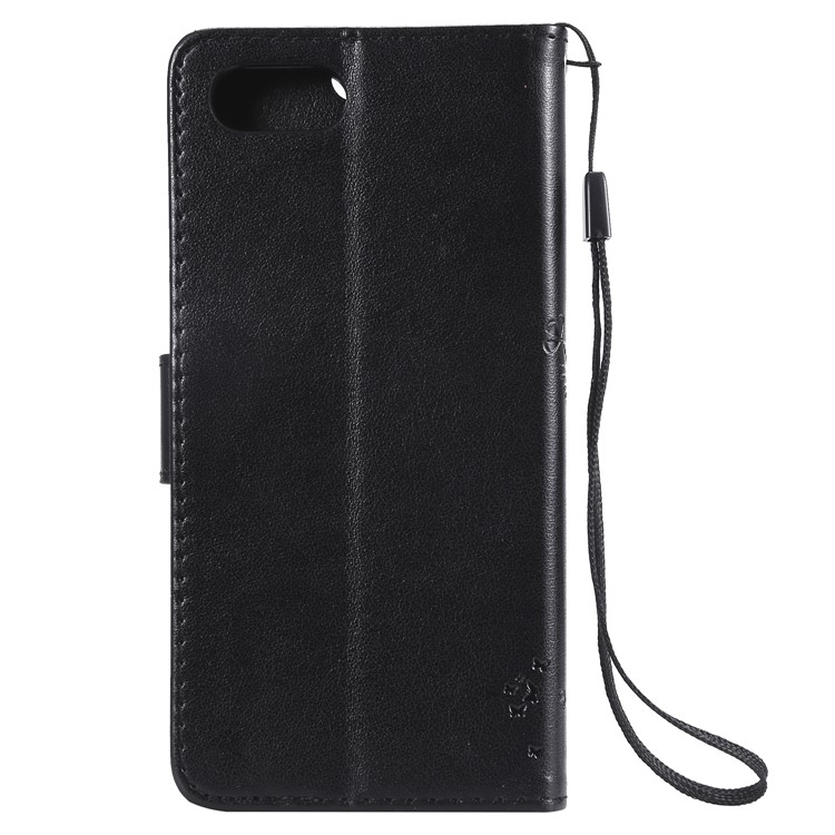 Imprint Cat and Tree Wallet Stand PU Leather Case for Sony Xperia XZ4 Compact - Black-3